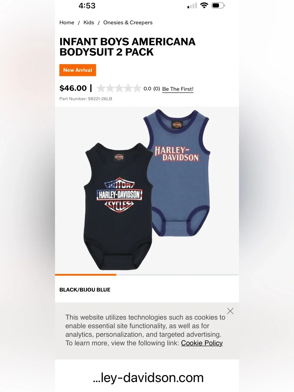 Harley Davidson motorcycles Set of 4 Onsies Bodysuits Infant Boys 0/3 Months